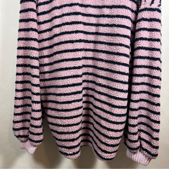 Free People women’s Connell Sherpa pullover size XS v-neck striped purple - Picture 7 of 13
